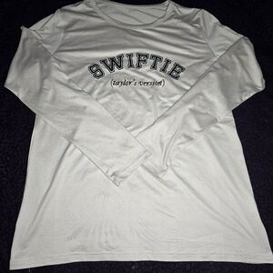 Taylor Swift Swiftie Long Sleeve Shirt-Mens MEDIUM-Tan & Black-Taylor's Version
